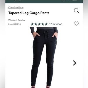 Cherokee form tapered leg cargo scrub pants